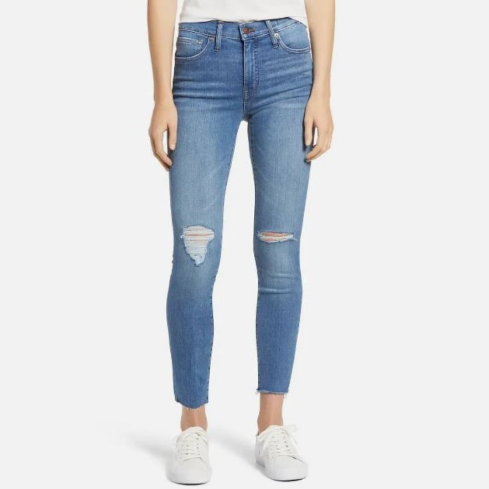 Madewell 9" Mid-Rise Ripped Knee Skinny Jeans - Bellachase Blue - 26